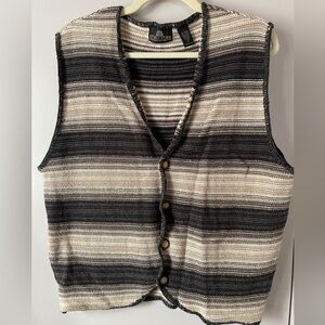 Vintage Black and Cream Striped Vest